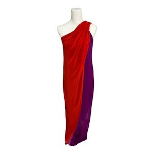 Belle Badgley Mischka Size 4 One Shoulder Colorblock Gown
